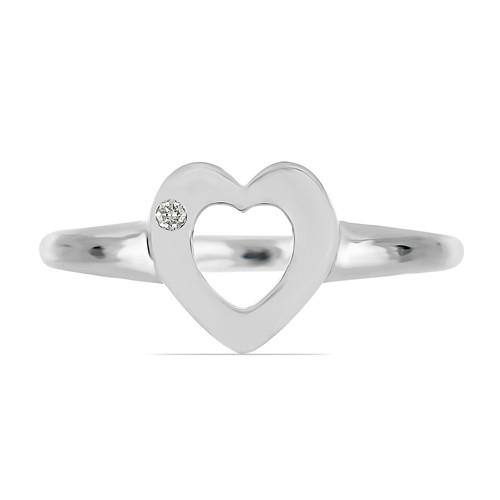 BUY 925 SILVER REAL WHITE DIAMOND DOUBLE CUT GEMSTONE HEART RING